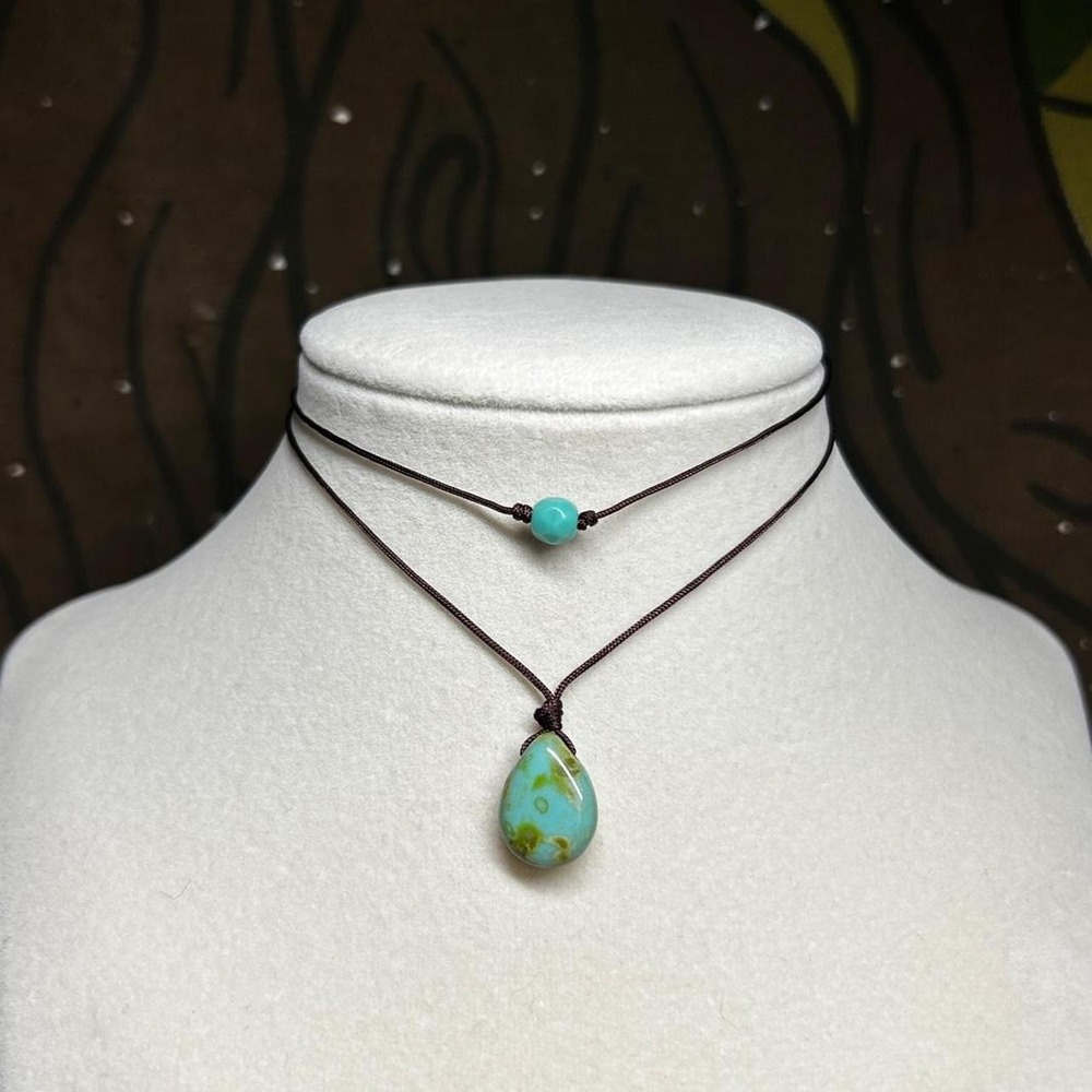 Turquoise dainty layering necklace set autumn earthy boho chic adjustable indie